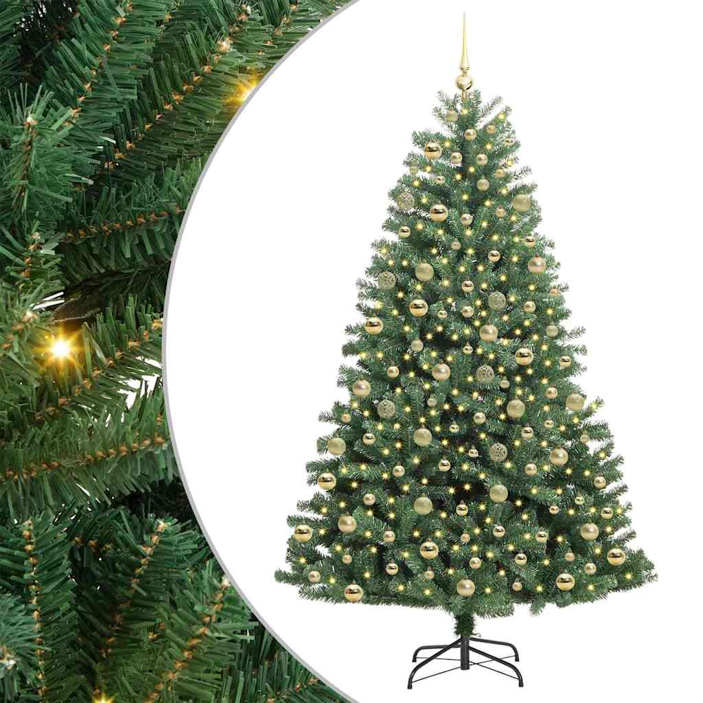 Kunstig sammensatt juletre grønn 210 cm PVC og metall