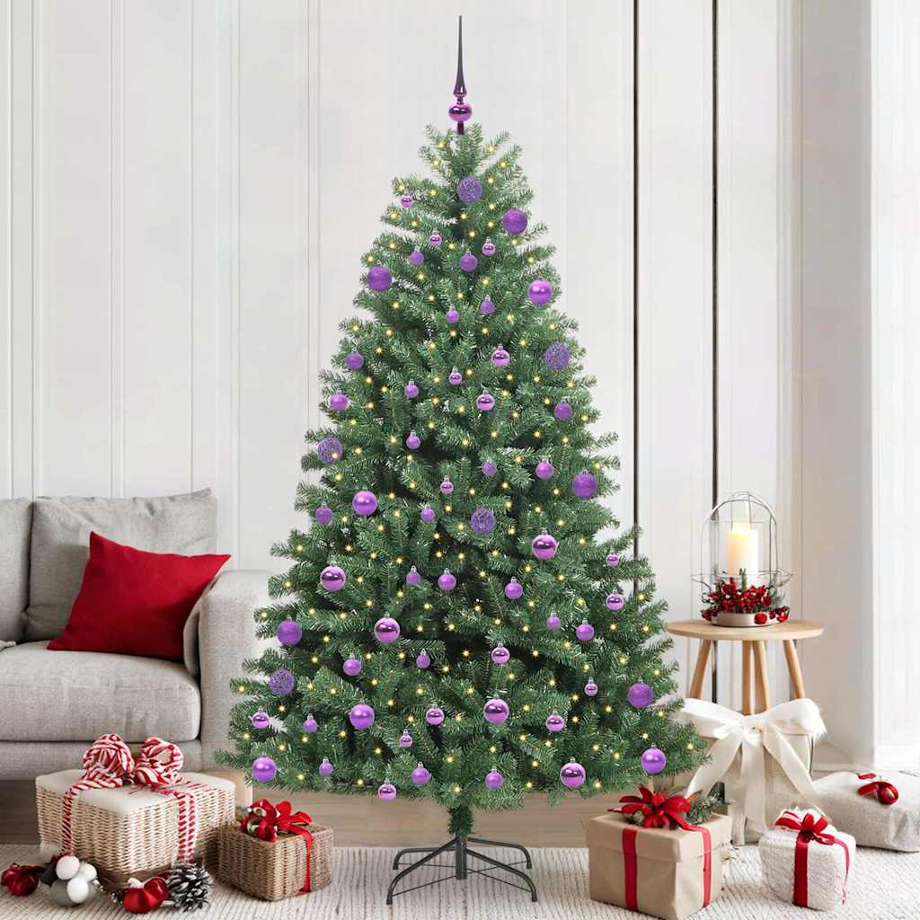 Kunstig sammensatt juletre grønn 210 cm PVC og metall