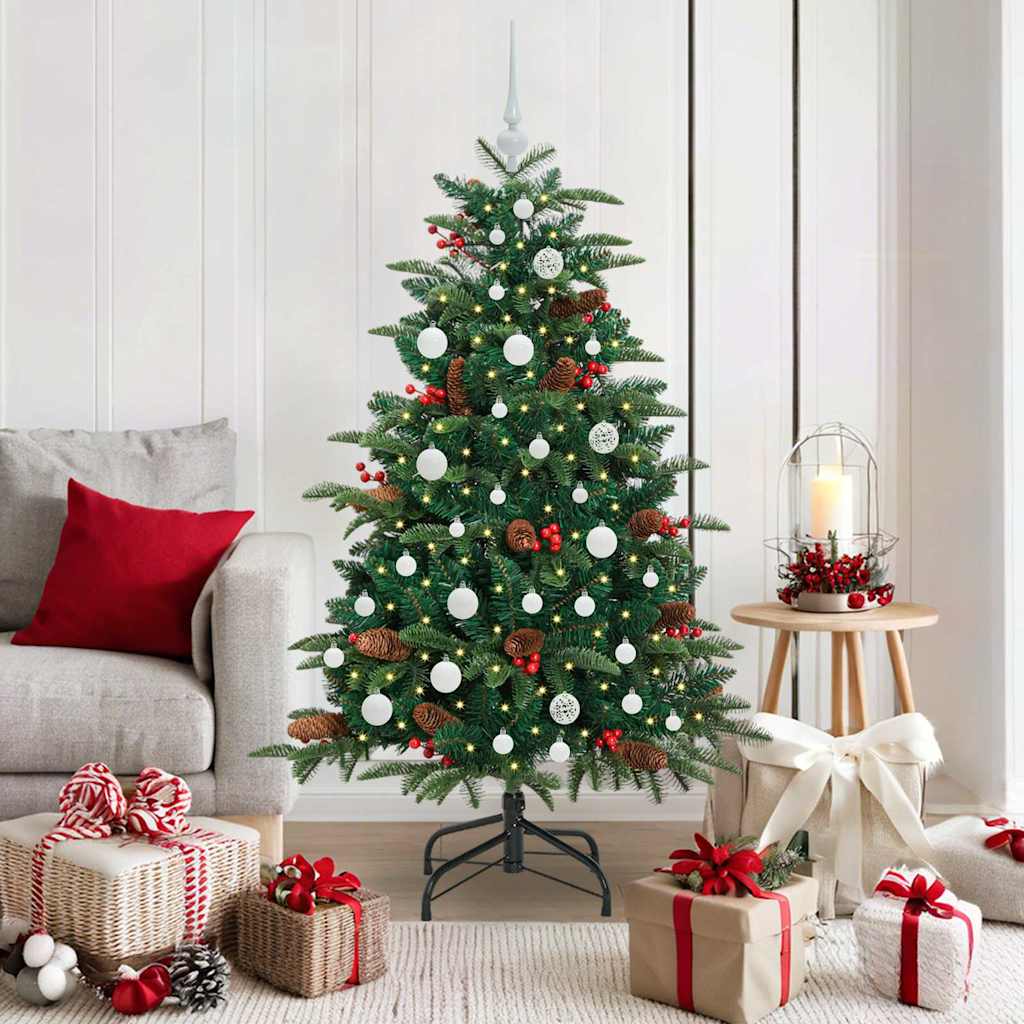 Kunstig juletre med 150 LED grønn 150 cm PVC og Metall og Plast