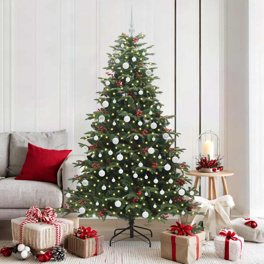 Kunstig juletre med 300 LED grønn 180 cm PVC og Metall og Plast