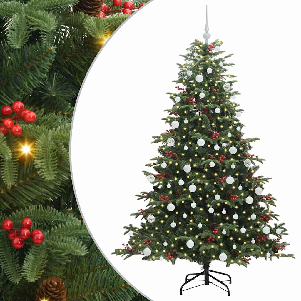 Kunstig juletre med 300 LED grønn 180 cm PVC og Metall og Plast