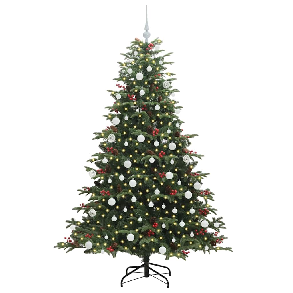 Kunstig juletre med 300 LED grønn 180 cm PVC og Metall og Plast