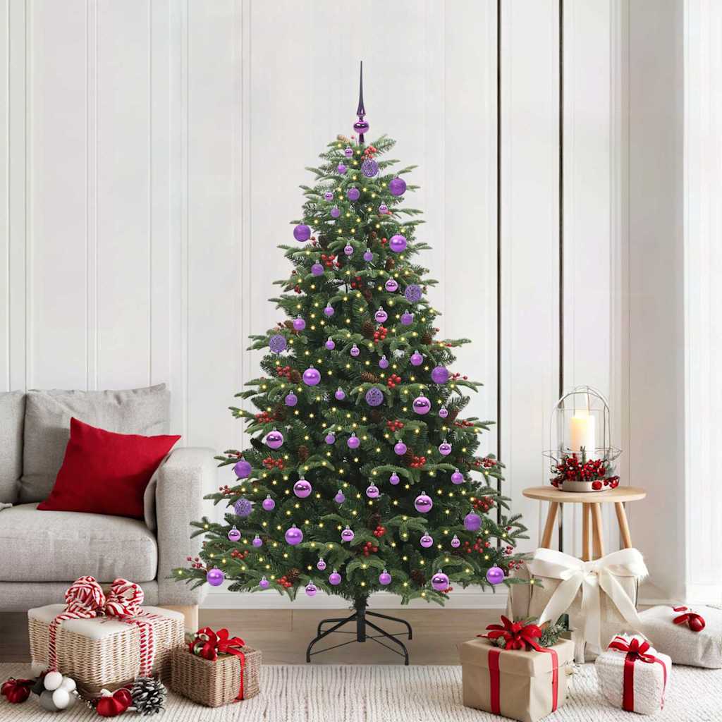 Kunstig juletre med 300 LED grønn 180 cm PVC og Metall og Plast