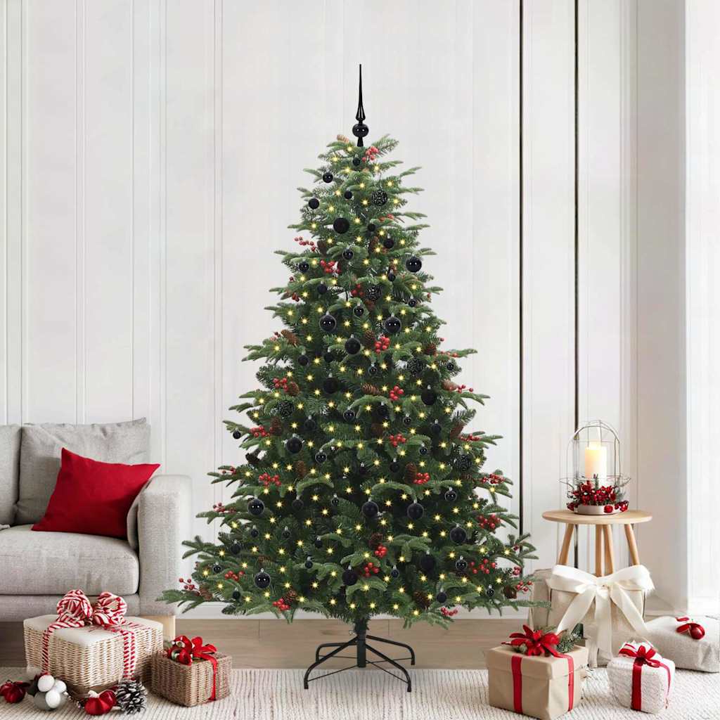 Kunstig juletre med 300 LED grønn 210 cm PVC og Metall og Plast