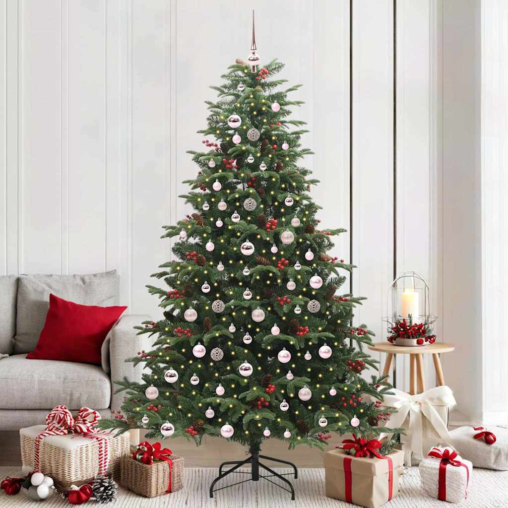 Kunstig juletre med 300 LED grønn 210 cm PVC og Metall og Plast