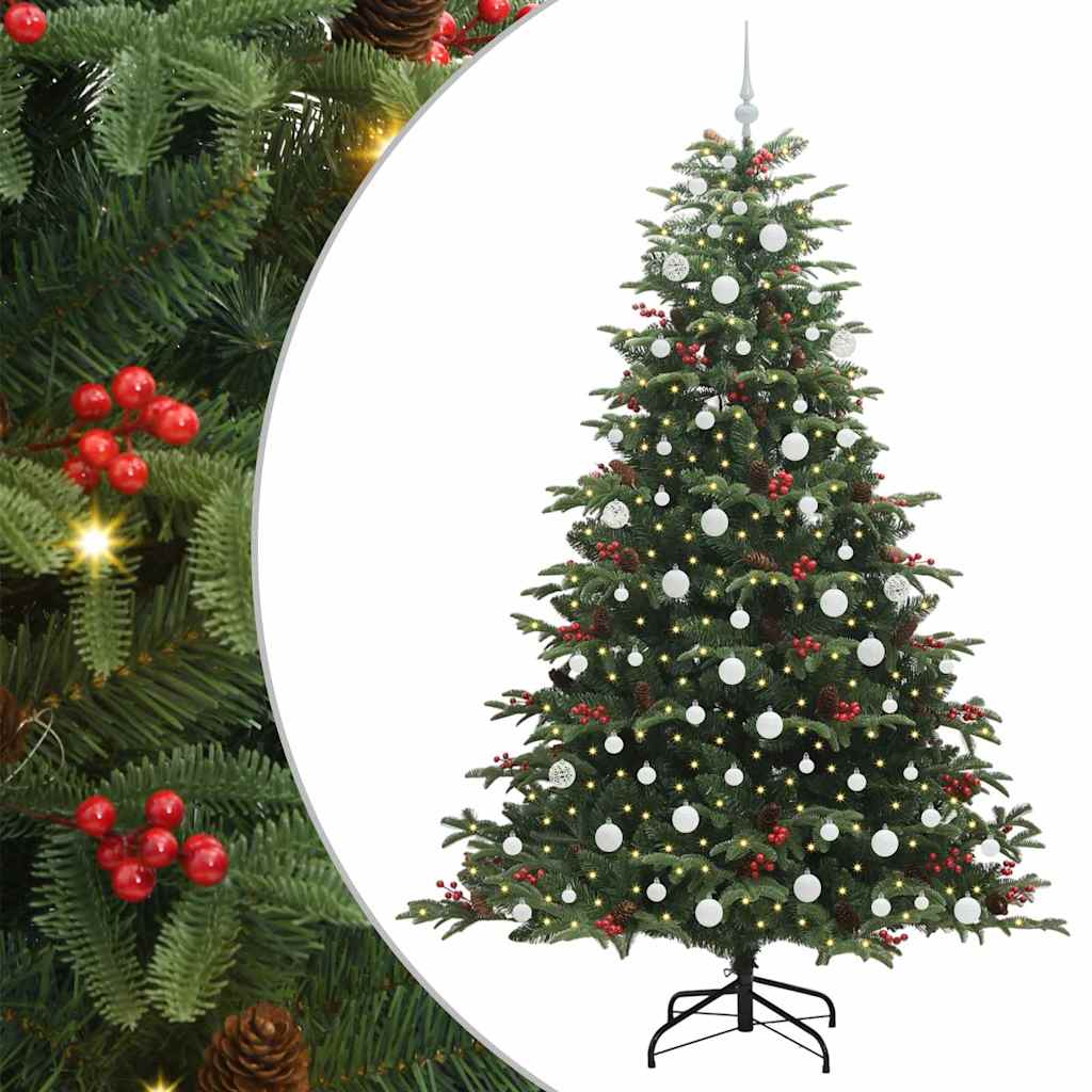 Kunstig juletre med 300 LED grønn 210 cm PVC og Metall og Plast