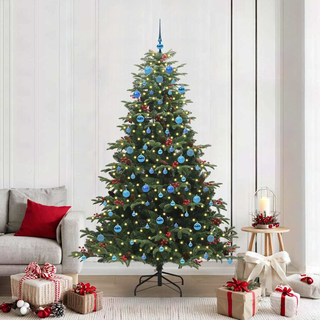 Kunstig juletre med 300 LED grønn 210 cm PVC og Metall og Plast