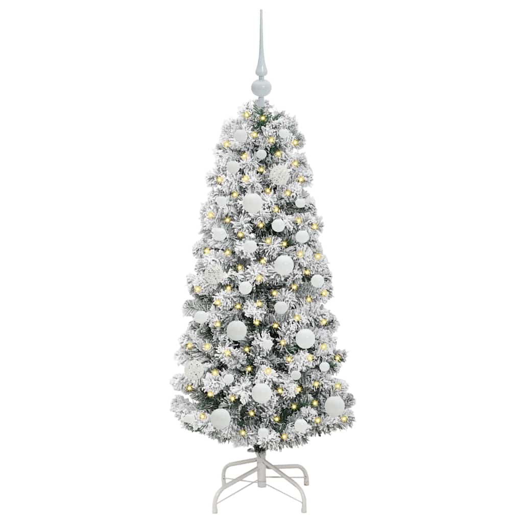 Kunstig sammensatt juletre med 150 LED Grønn og hvit 120 cm
