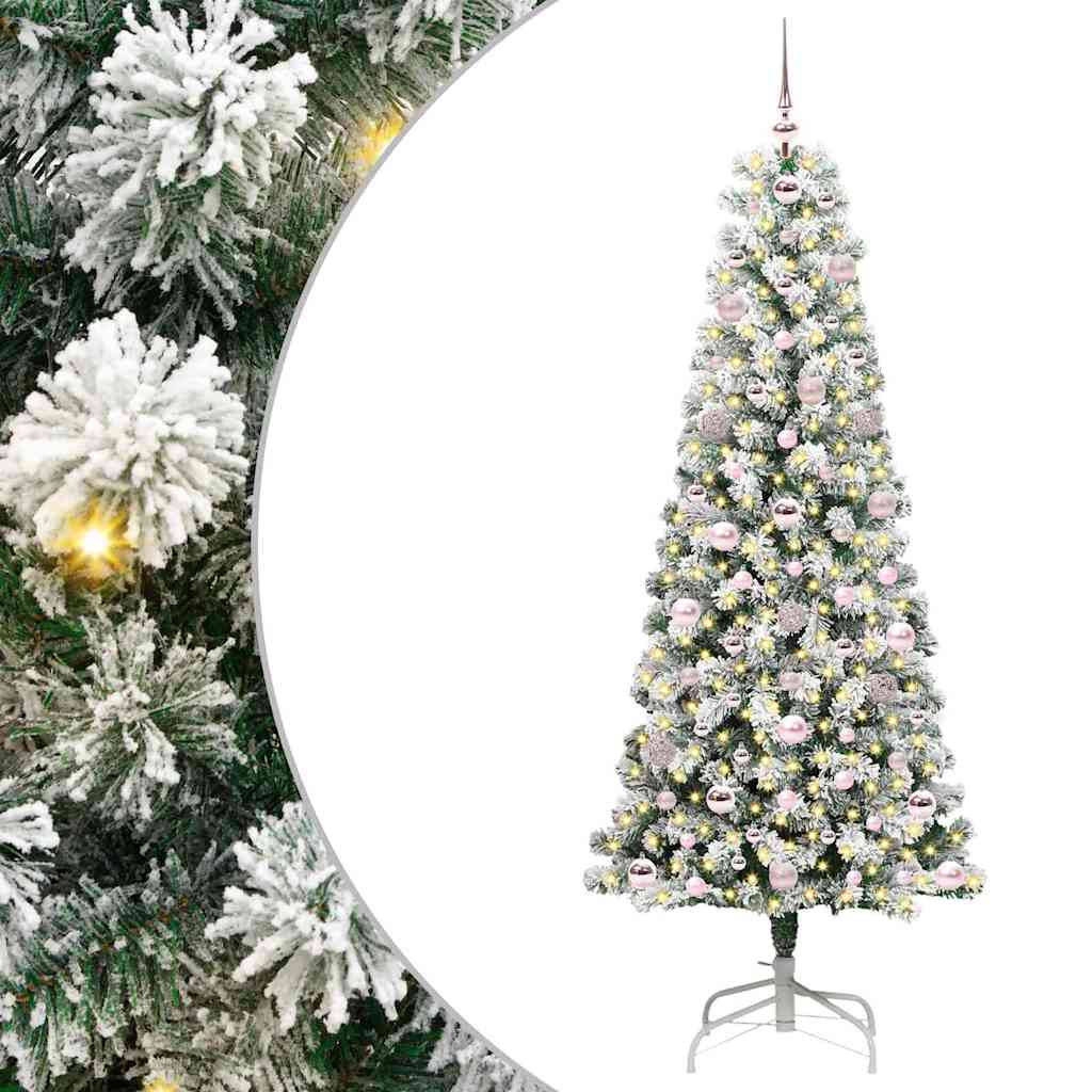Kunstig sammensatt juletre med 300 LED Grønn og hvit 180 cm