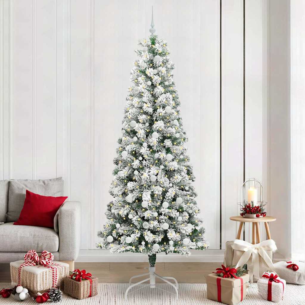 Kunstig sammensatt juletre med 300 LED Grønn og hvit 240 cm