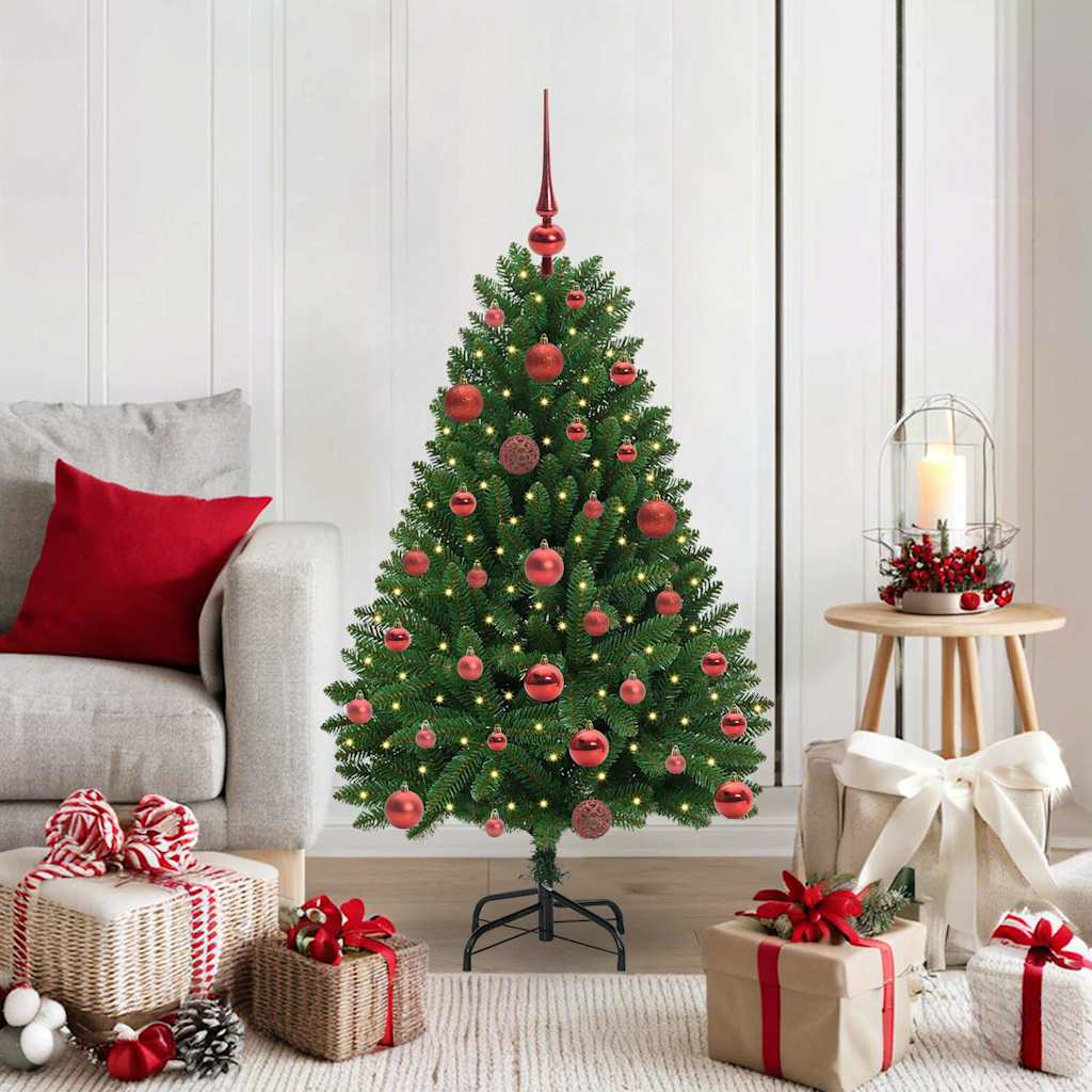 Kunstig juletre med LED -stripelys grønn 120 cm PVC og metall