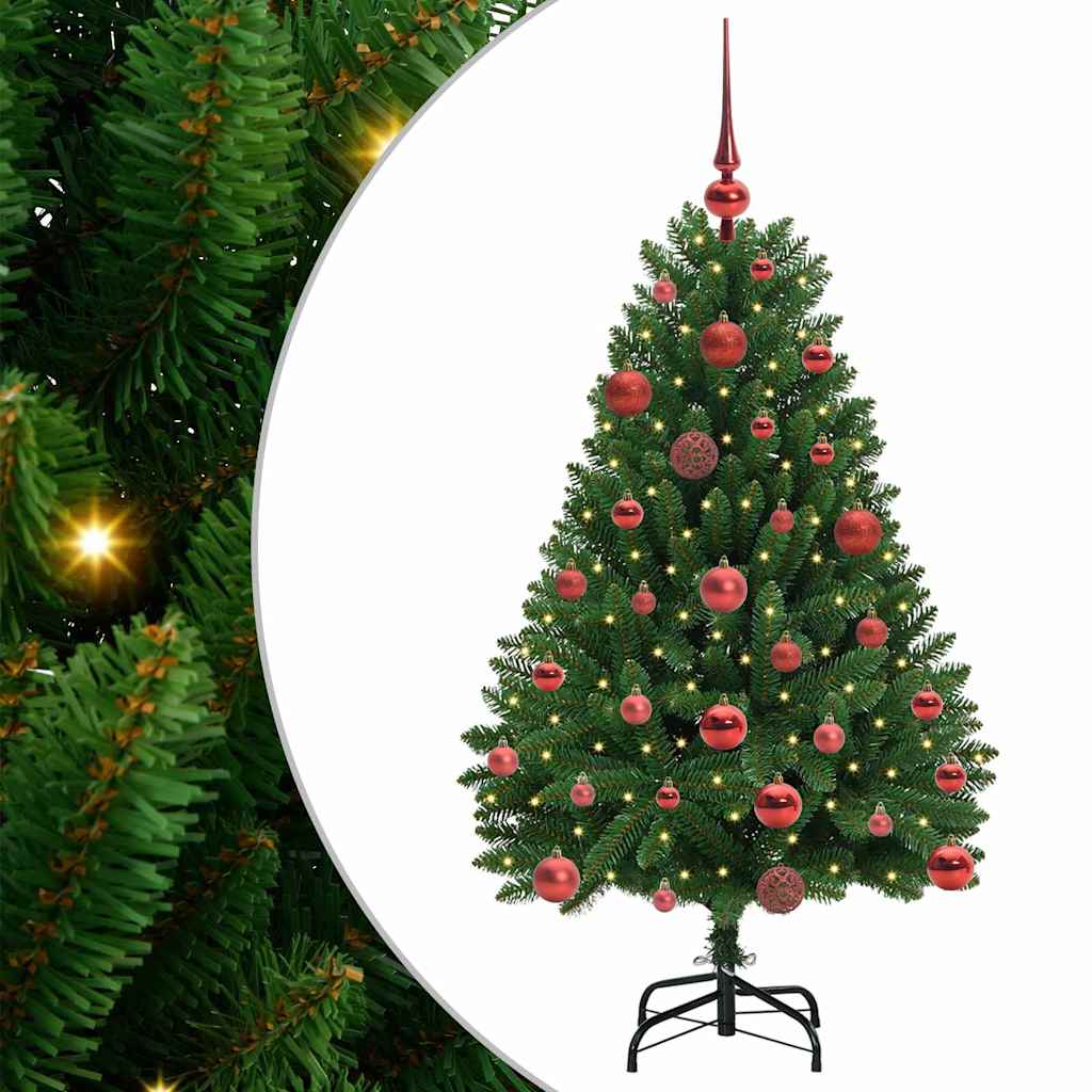 Kunstig juletre med LED -stripelys grønn 120 cm PVC og metall