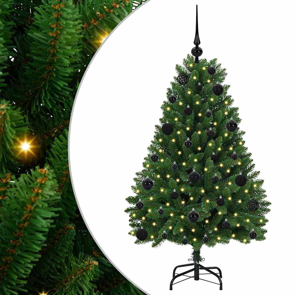Kunstig juletre med LED -stripelys grønn 120 cm PVC og metall