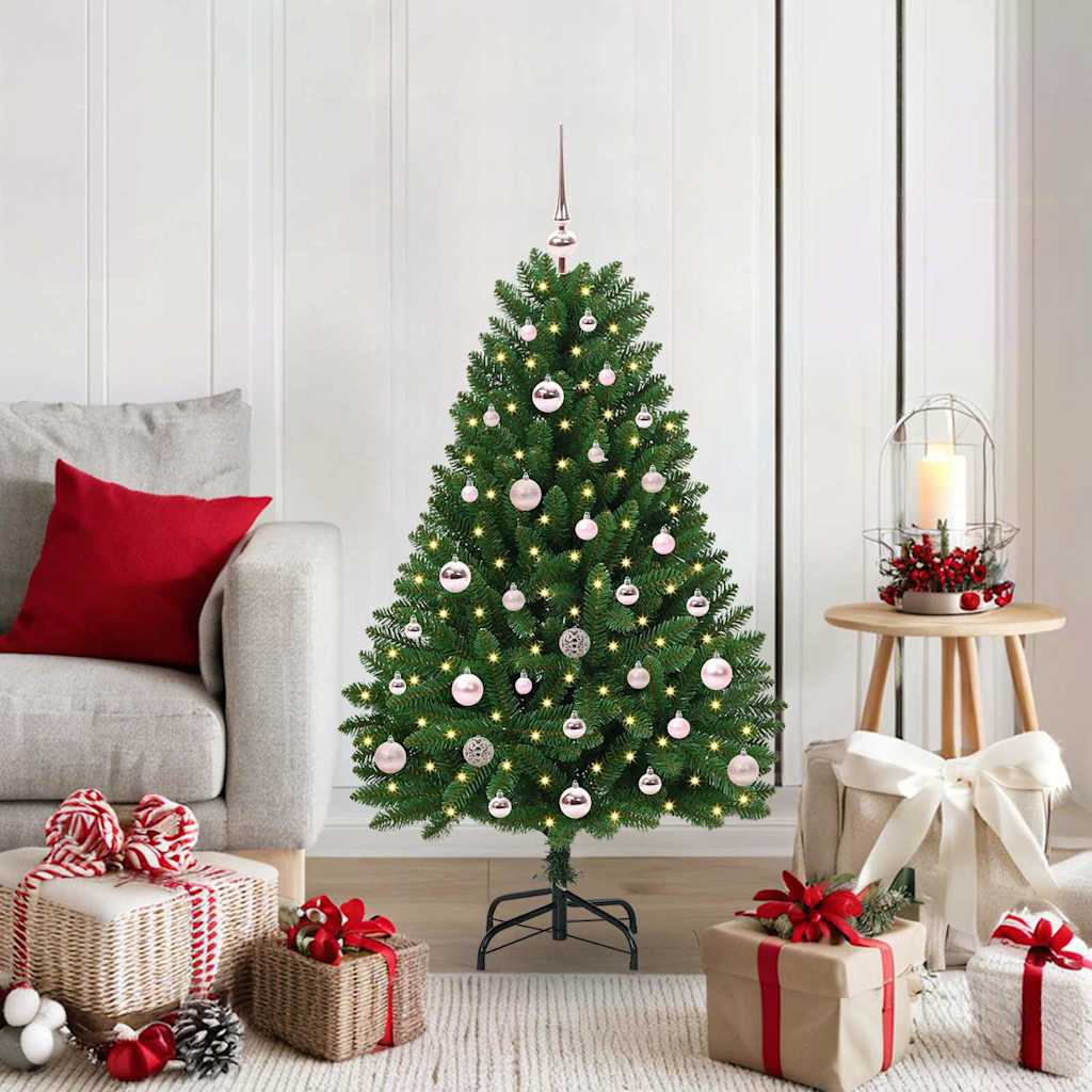 Kunstig juletre med LED -stripelys grønn 120 cm PVC og metall