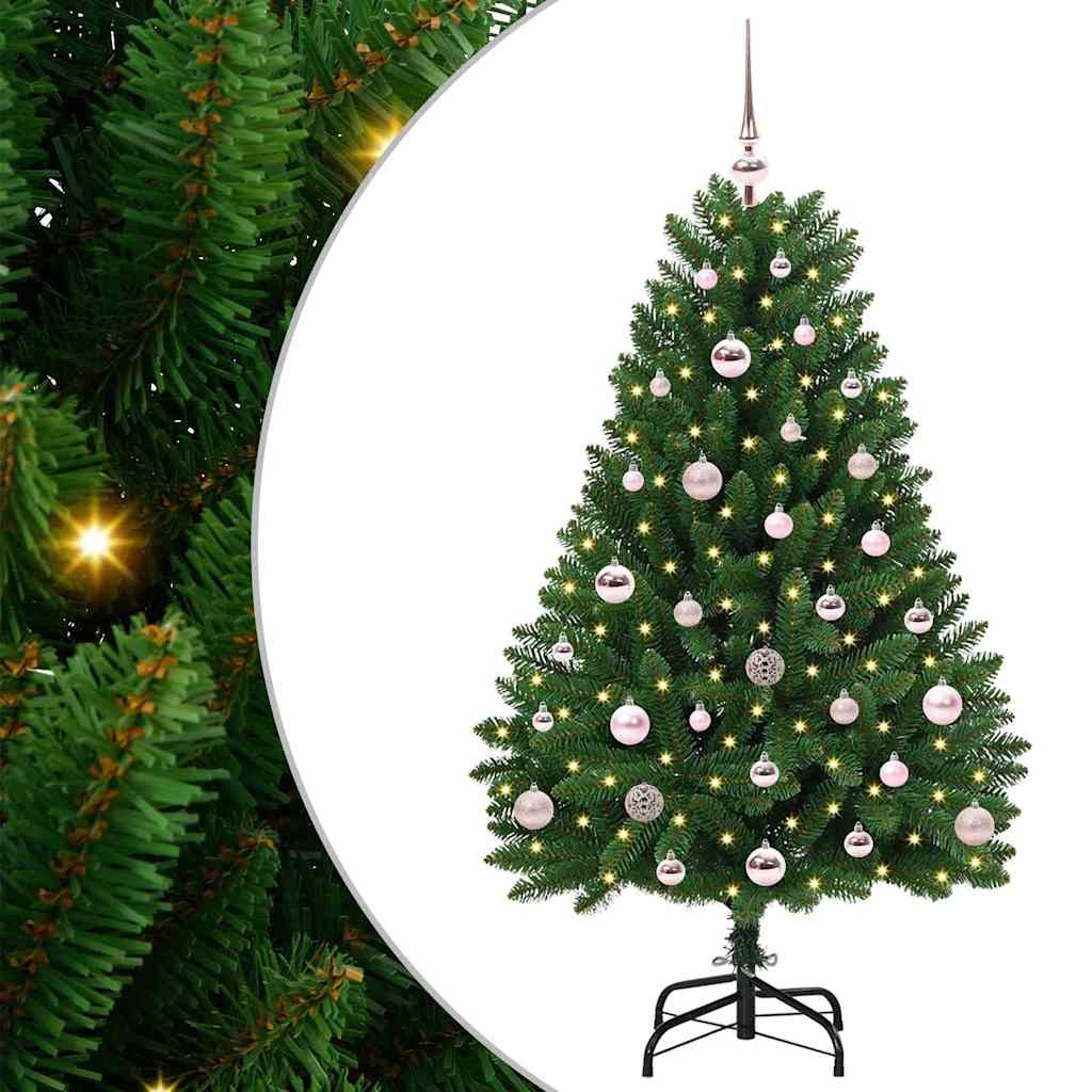 Kunstig juletre med LED -stripelys grønn 120 cm PVC og metall