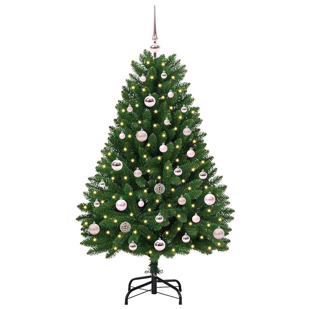 Kunstig juletre med LED -stripelys grønn 120 cm PVC og metall