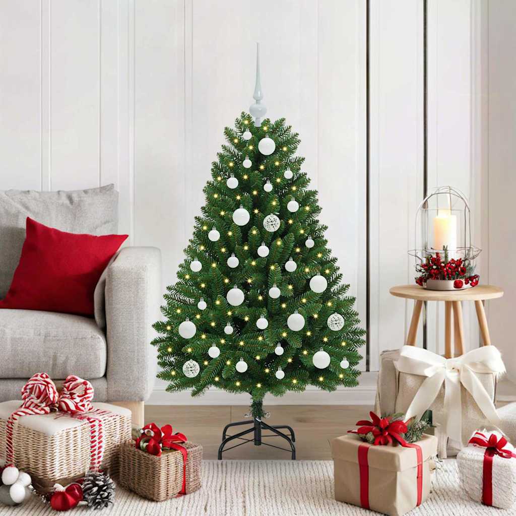 Kunstig juletre med LED -stripelys grønn 120 cm PVC og metall