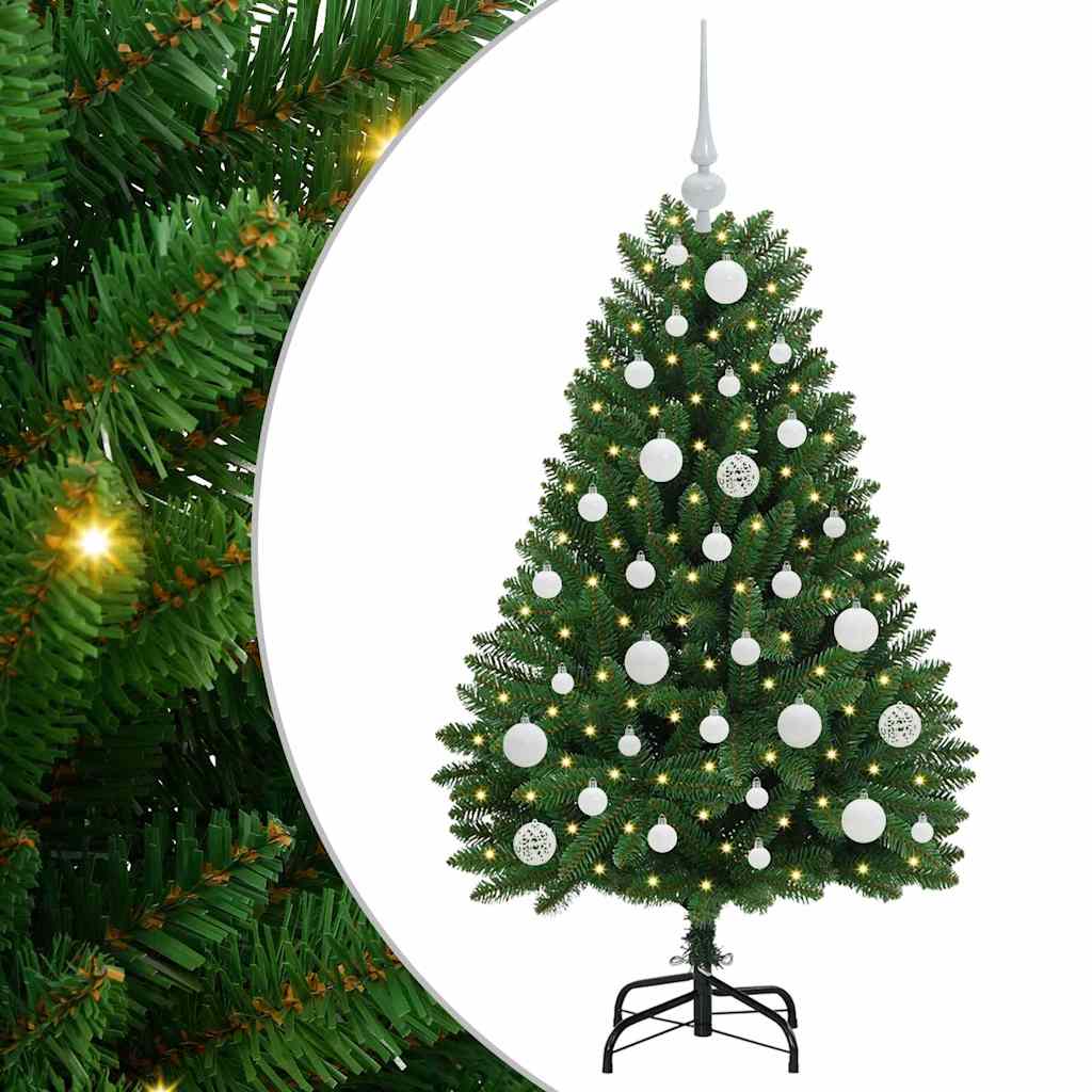 Kunstig juletre med LED -stripelys grønn 120 cm PVC og metall