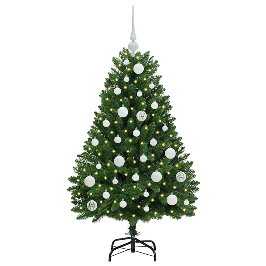 Kunstig juletre med LED -stripelys grønn 120 cm PVC og metall