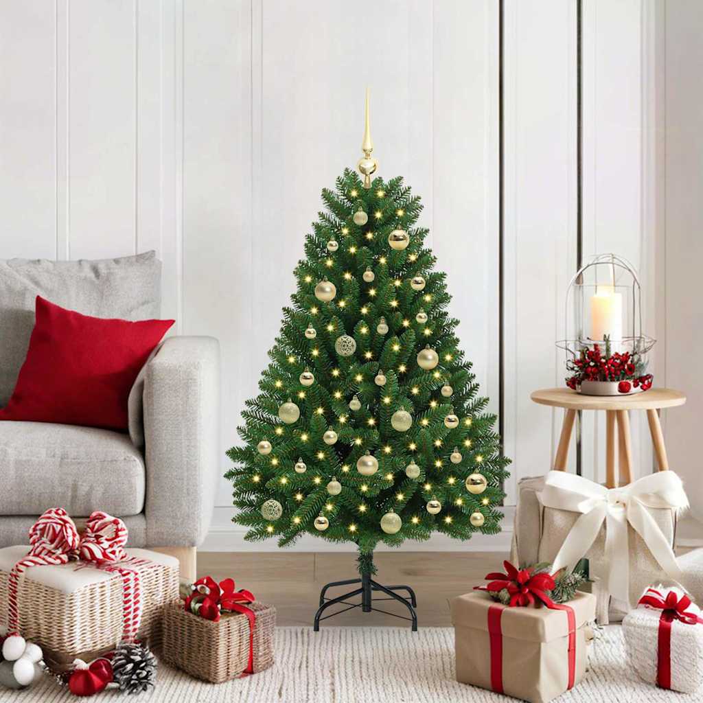 Kunstig juletre med LED -stripelys grønn 120 cm PVC og metall