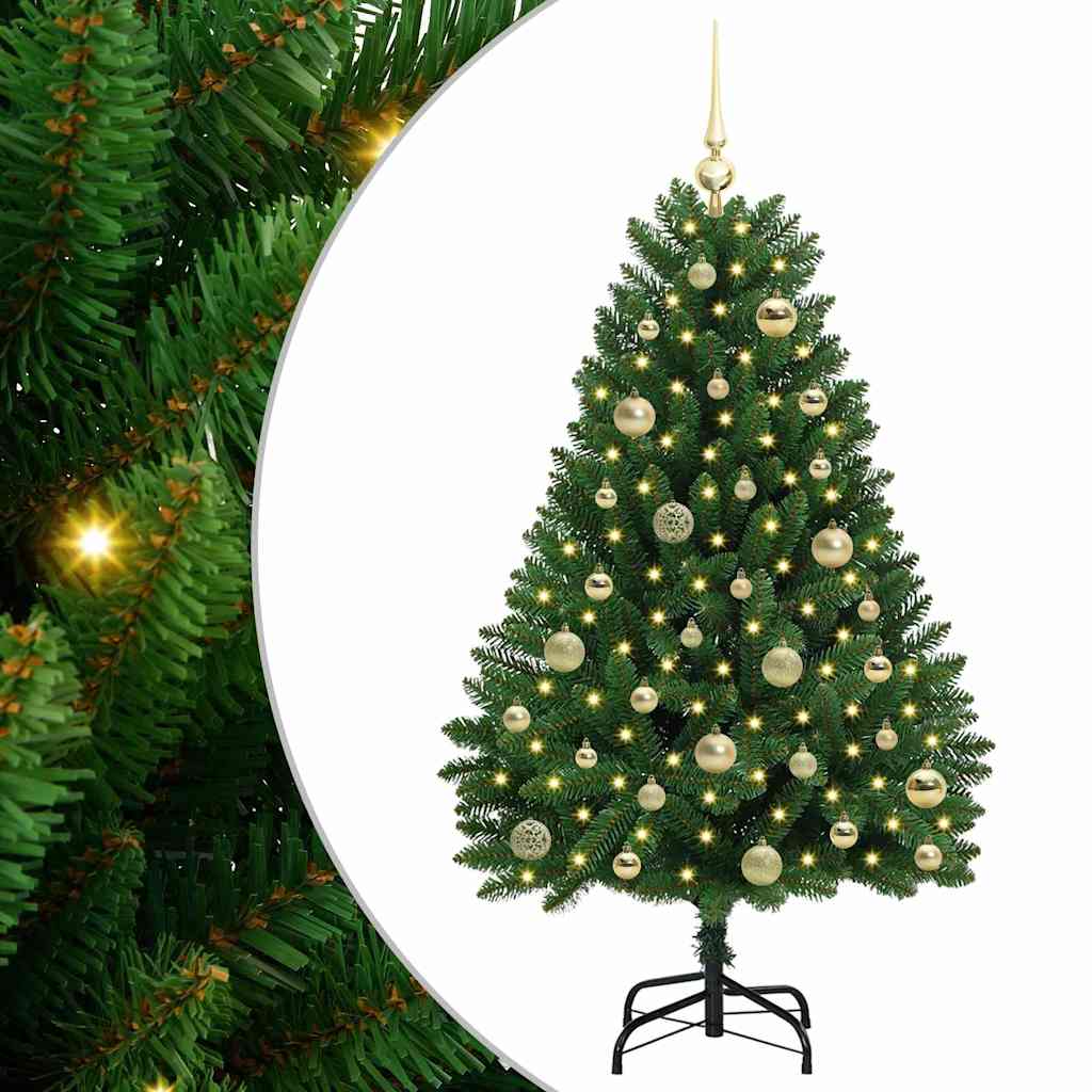 Kunstig juletre med LED -stripelys grønn 120 cm PVC og metall