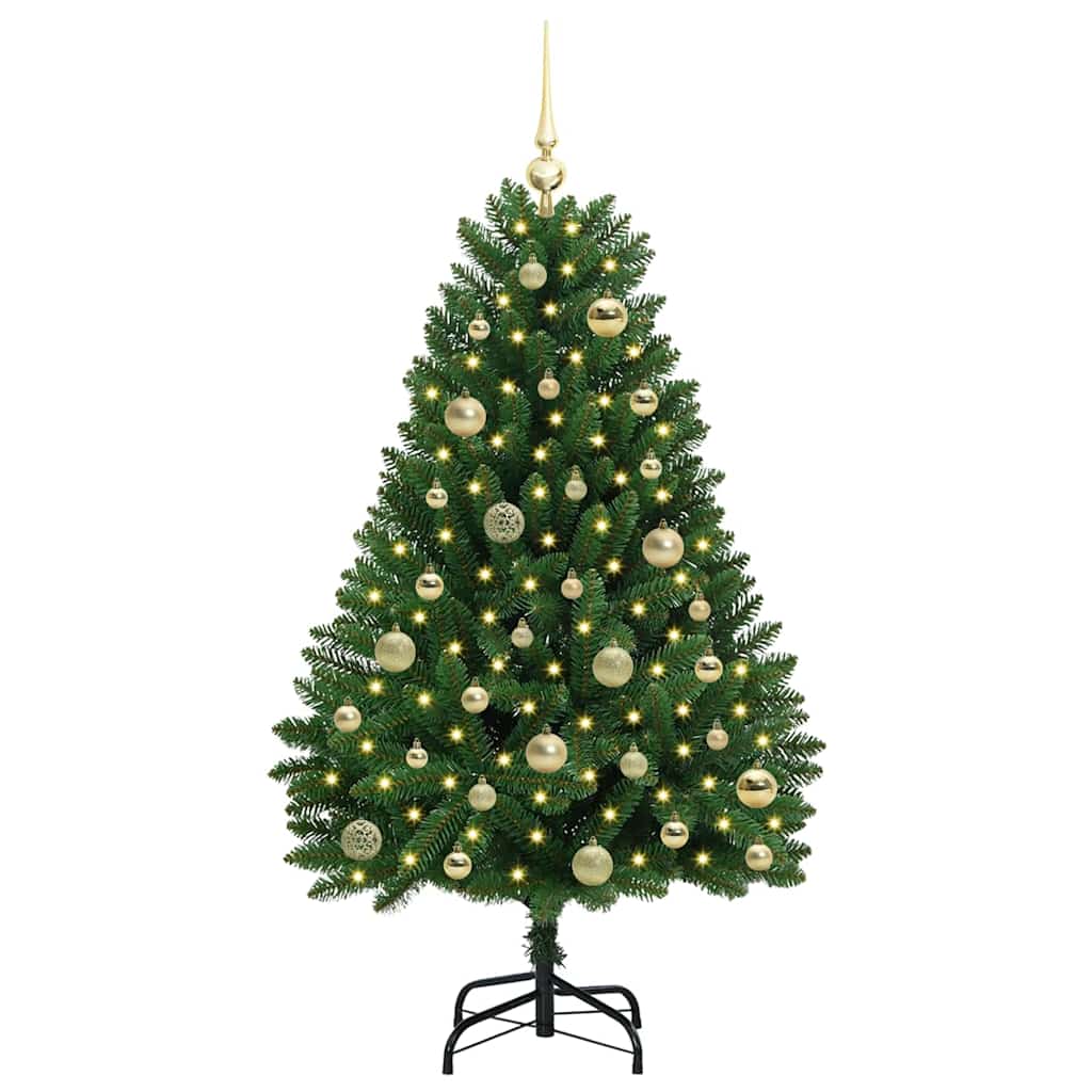 Kunstig juletre med LED -stripelys grønn 120 cm PVC og metall
