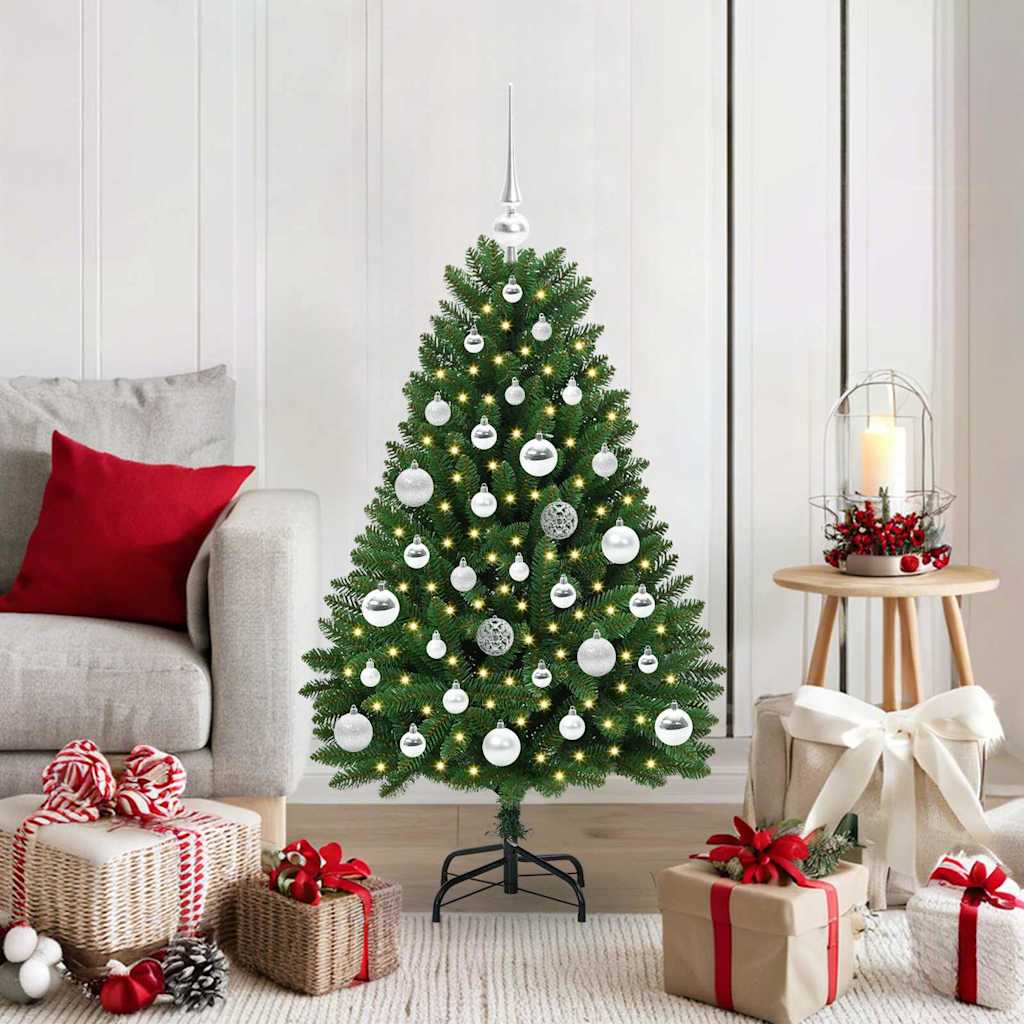 Kunstig juletre med LED -stripelys grønn 120 cm PVC og metall
