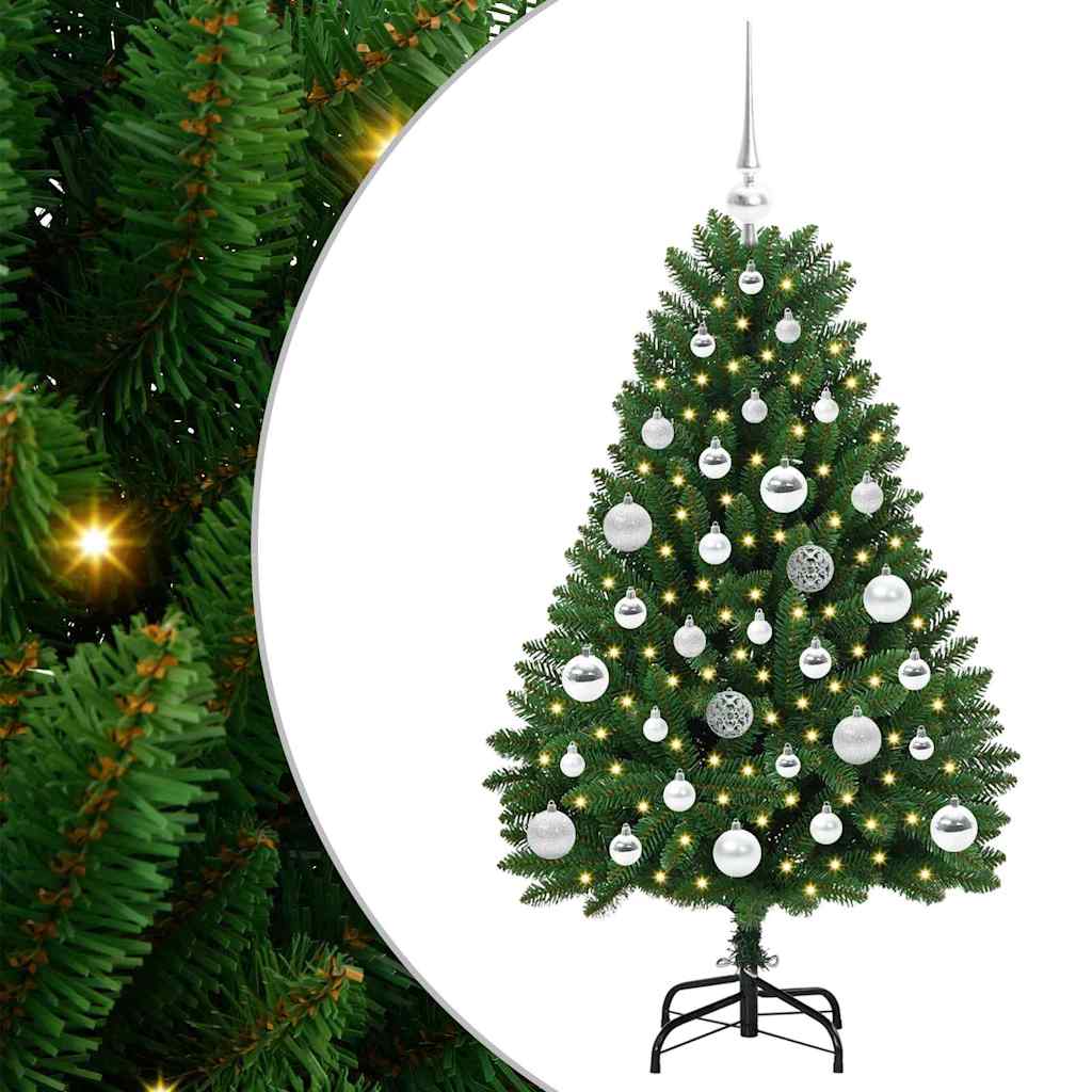 Kunstig juletre med LED -stripelys grønn 120 cm PVC og metall