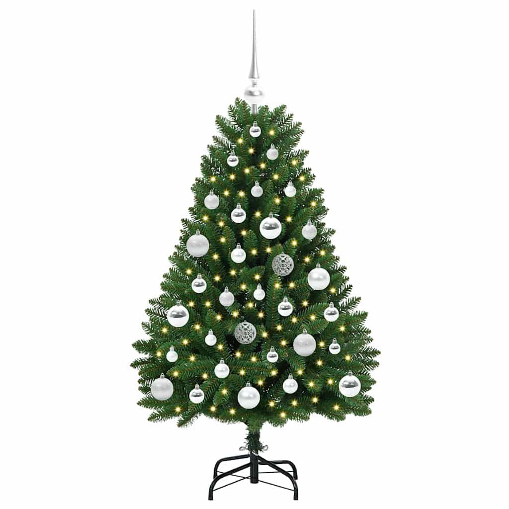 Kunstig juletre med LED -stripelys grønn 120 cm PVC og metall