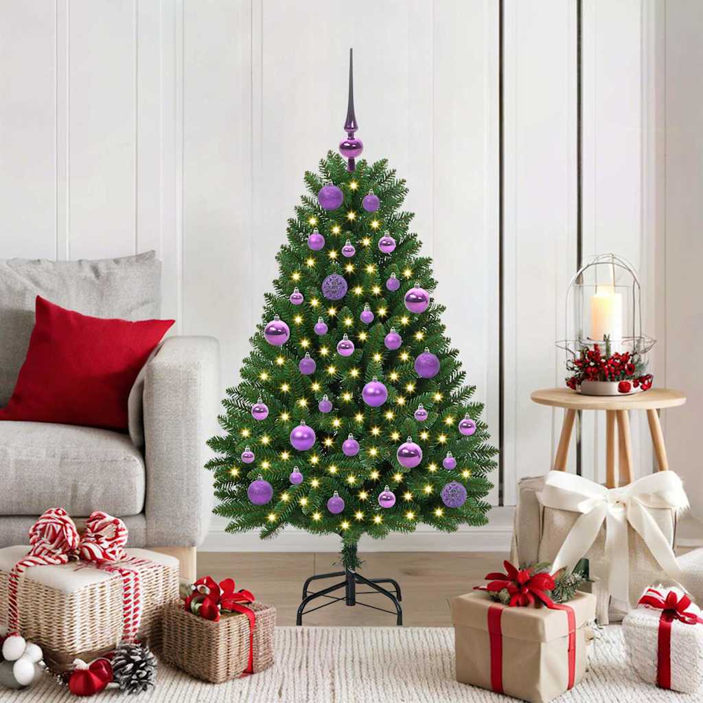 Kunstig juletre med LED -stripelys grønn 120 cm PVC og metall