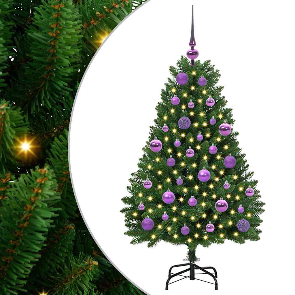 Kunstig juletre med LED -stripelys grønn 120 cm PVC og metall