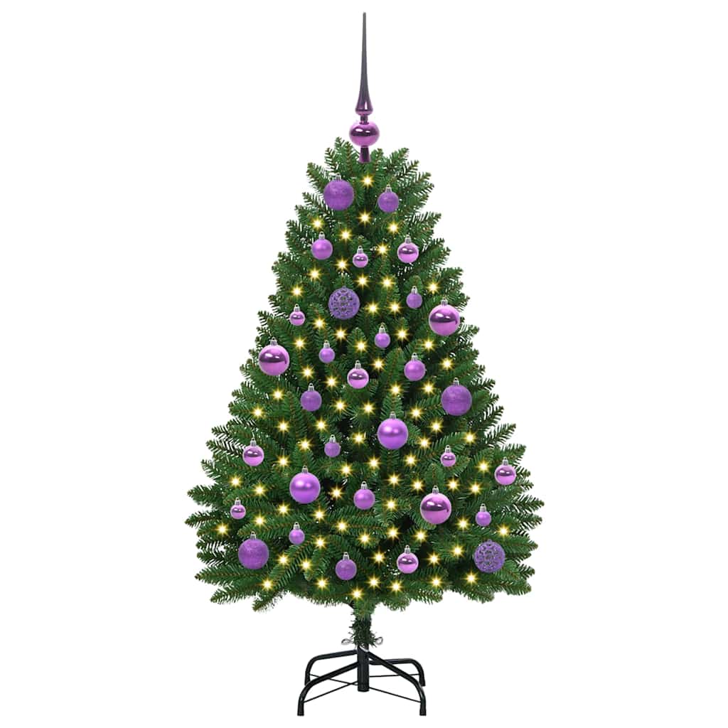 Kunstig juletre med LED -stripelys grønn 120 cm PVC og metall