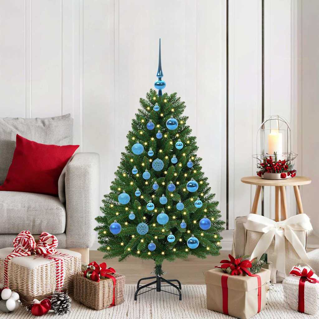 Kunstig juletre med LED -stripelys grønn 120 cm PVC og metall