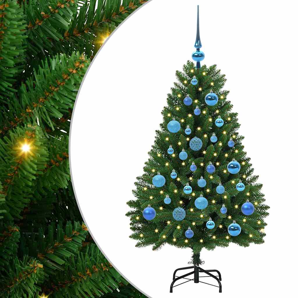 Kunstig juletre med LED -stripelys grønn 120 cm PVC og metall