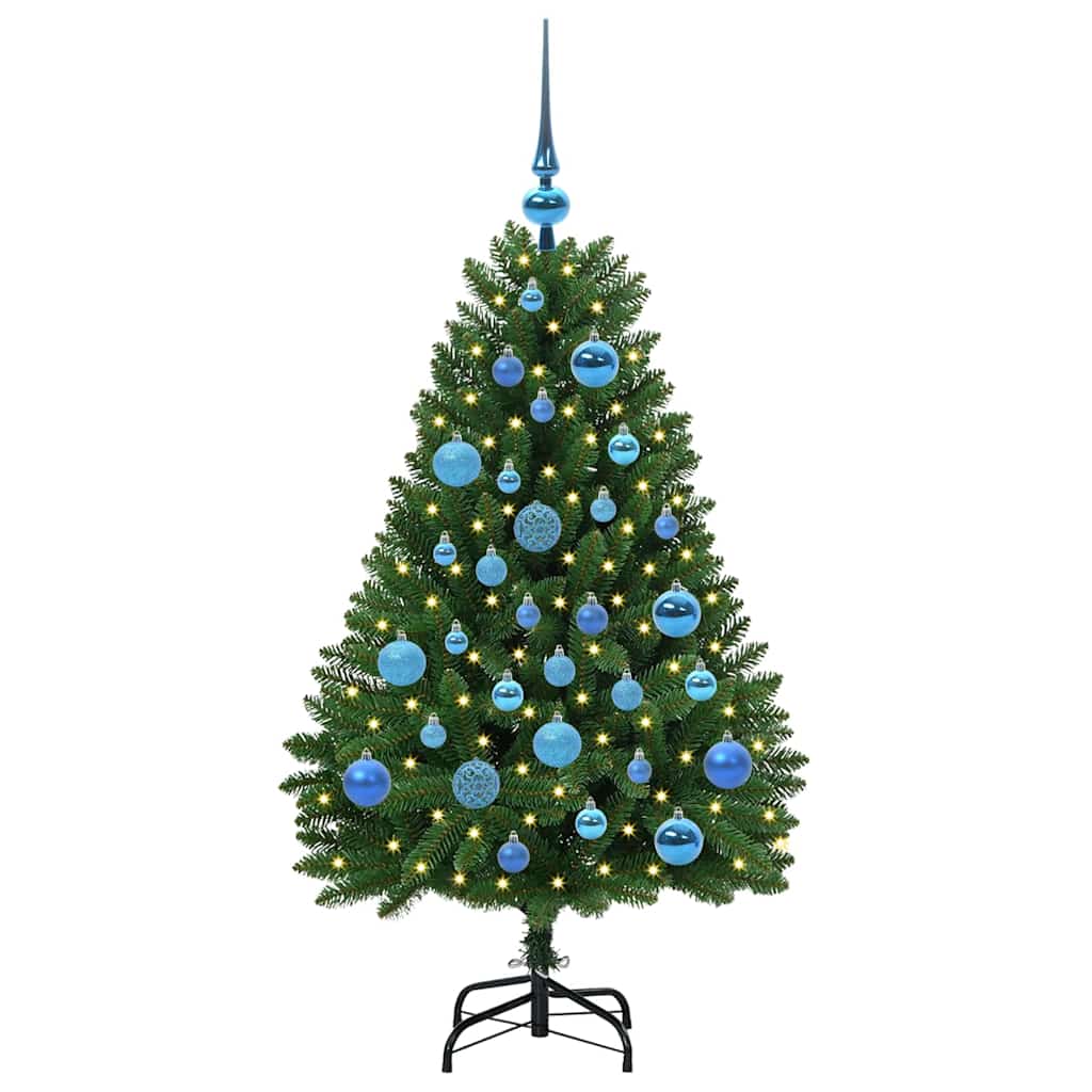 Kunstig juletre med LED -stripelys grønn 120 cm PVC og metall