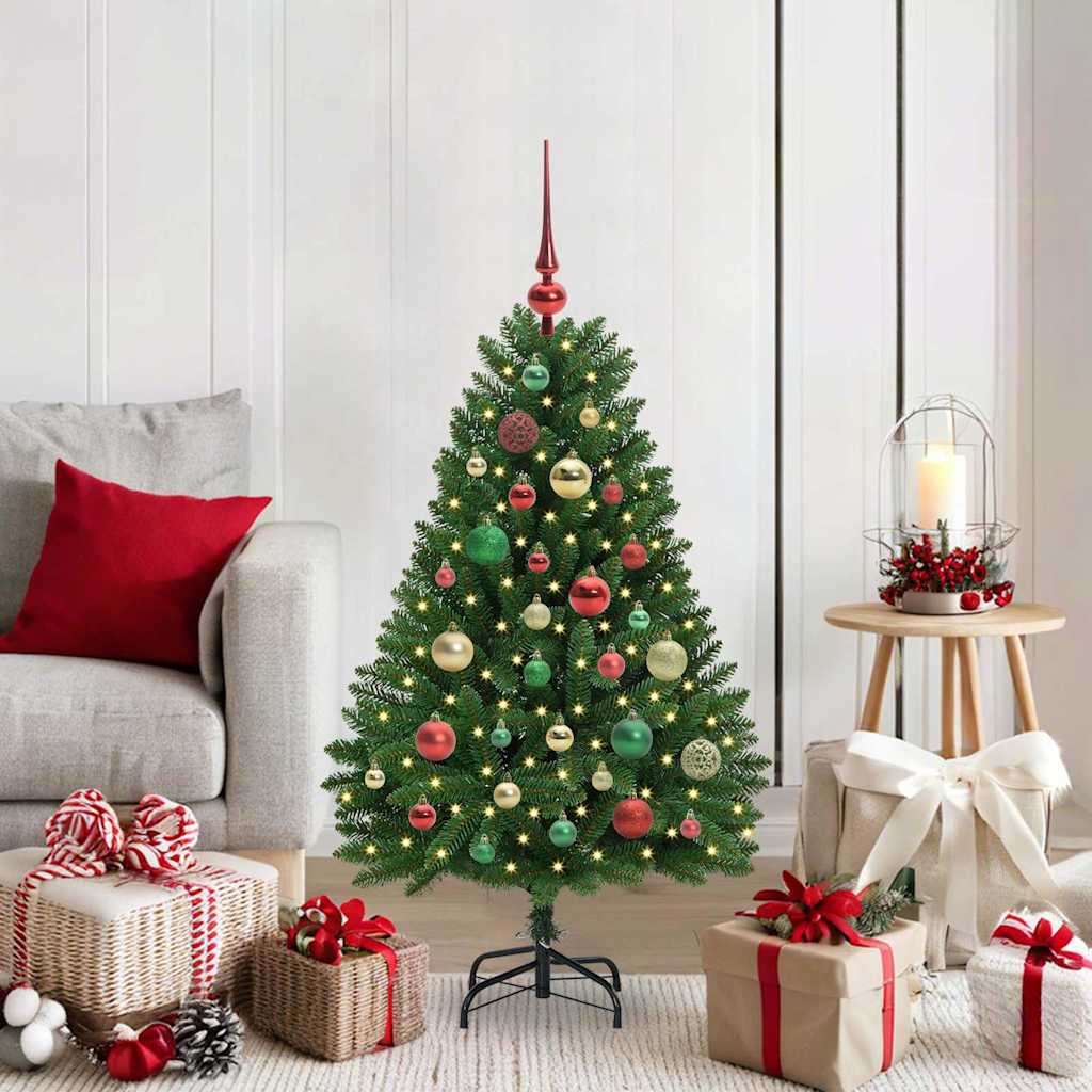 Kunstig juletre med LED -stripelys grønn 120 cm PVC og metall