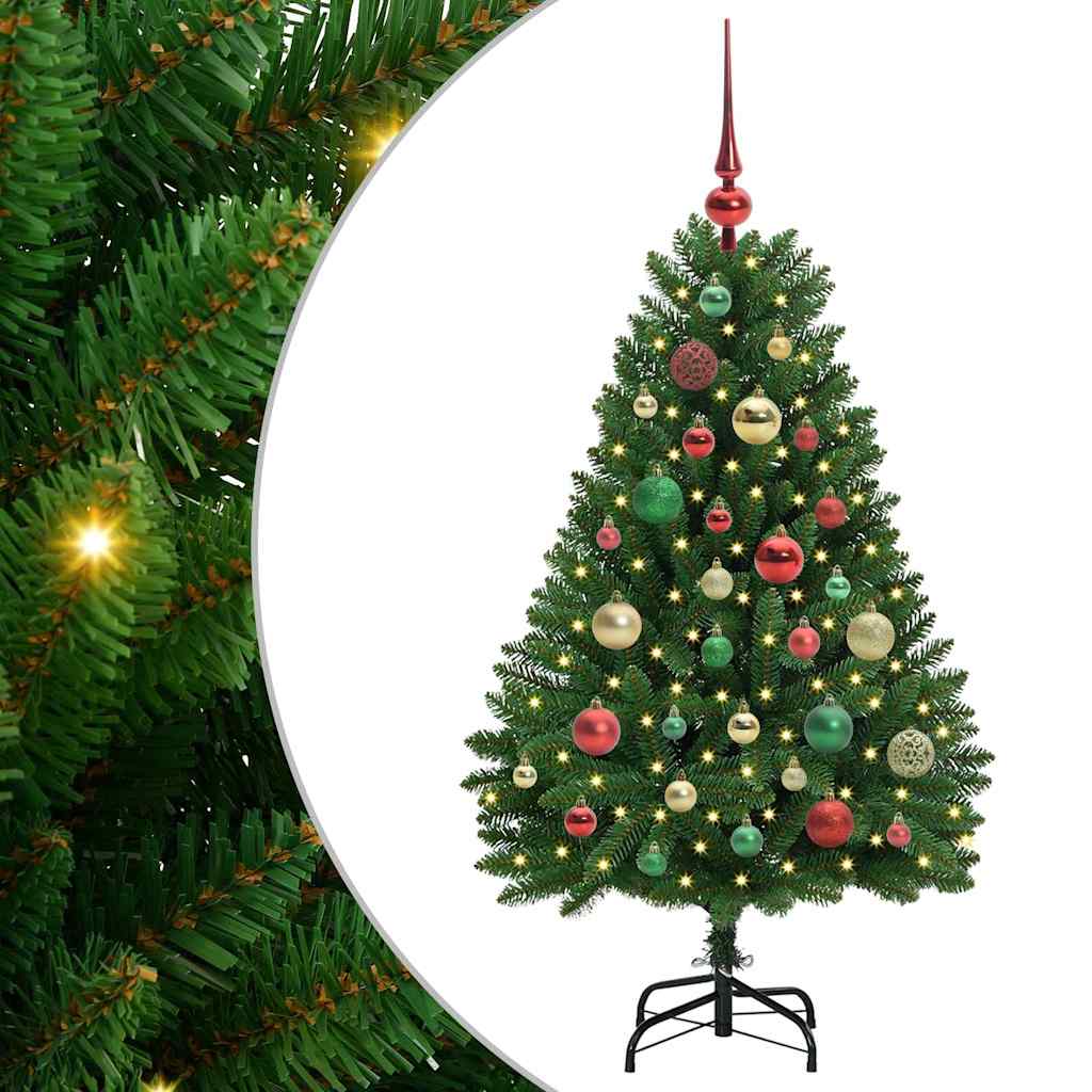 Kunstig juletre med LED -stripelys grønn 120 cm PVC og metall