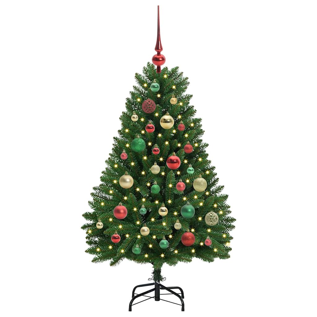 Kunstig juletre med LED -stripelys grønn 120 cm PVC og metall