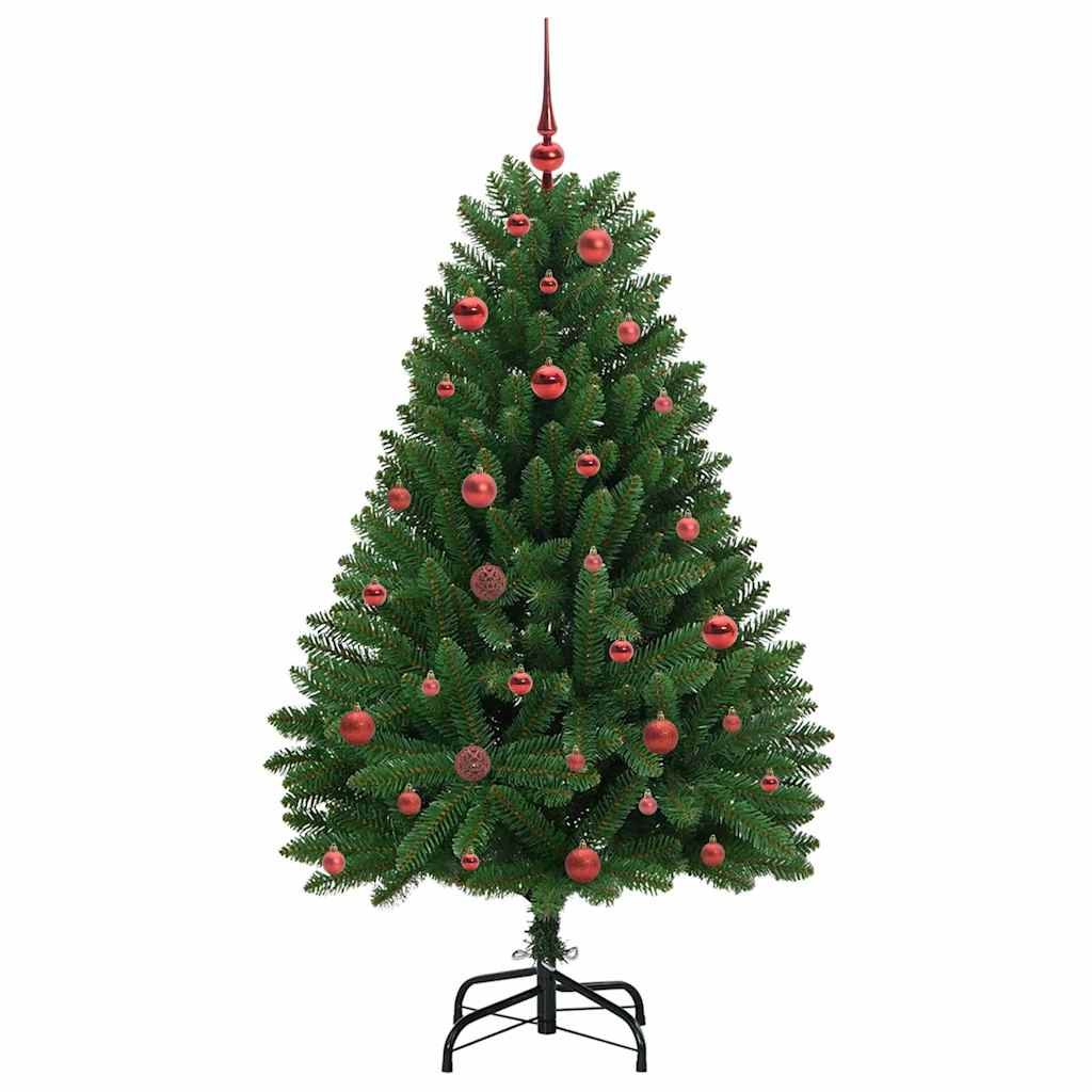 Kunstig juletre med LED -stripelys grønn 150 cm PVC og metall