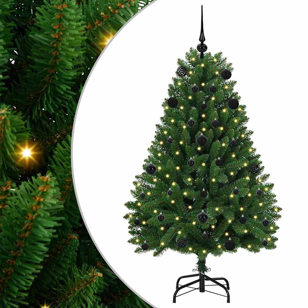 Kunstig juletre med LED -stripelys grønn 150 cm PVC og metall