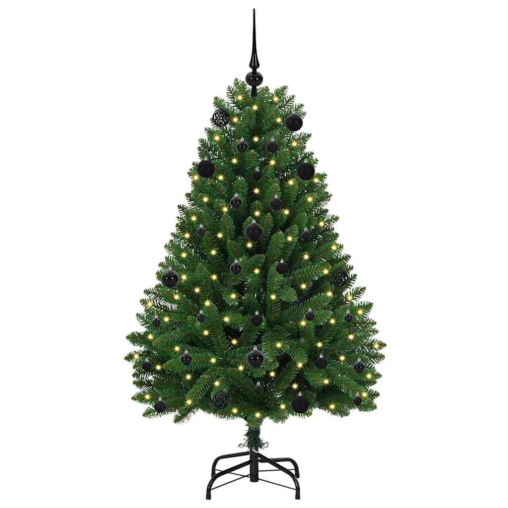 Kunstig juletre med LED -stripelys grønn 150 cm PVC og metall