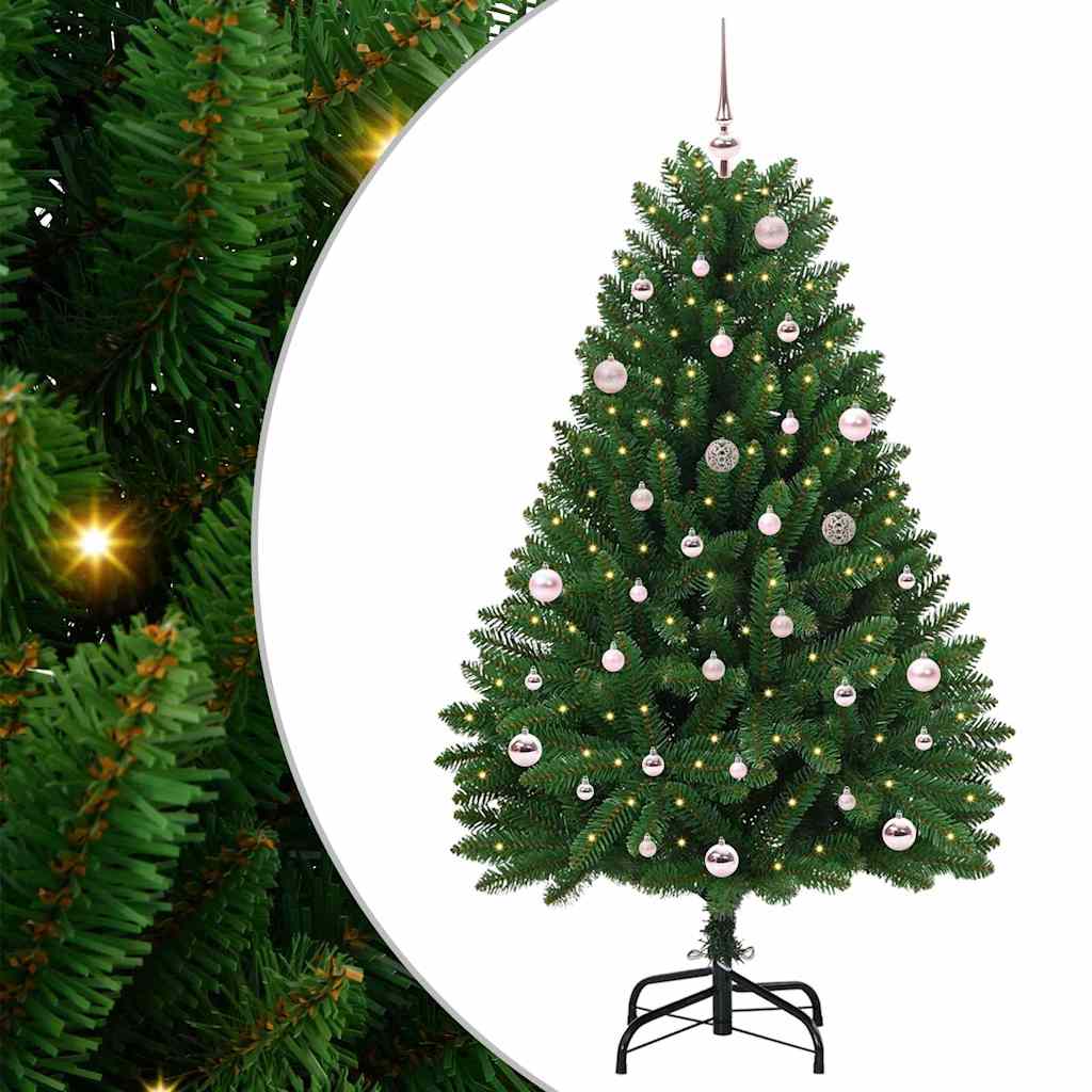 Kunstig juletre med LED -stripelys grønn 150 cm PVC og metall
