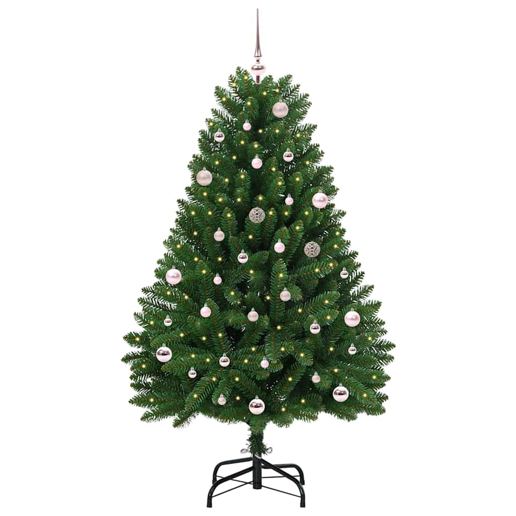 Kunstig juletre med LED -stripelys grønn 150 cm PVC og metall