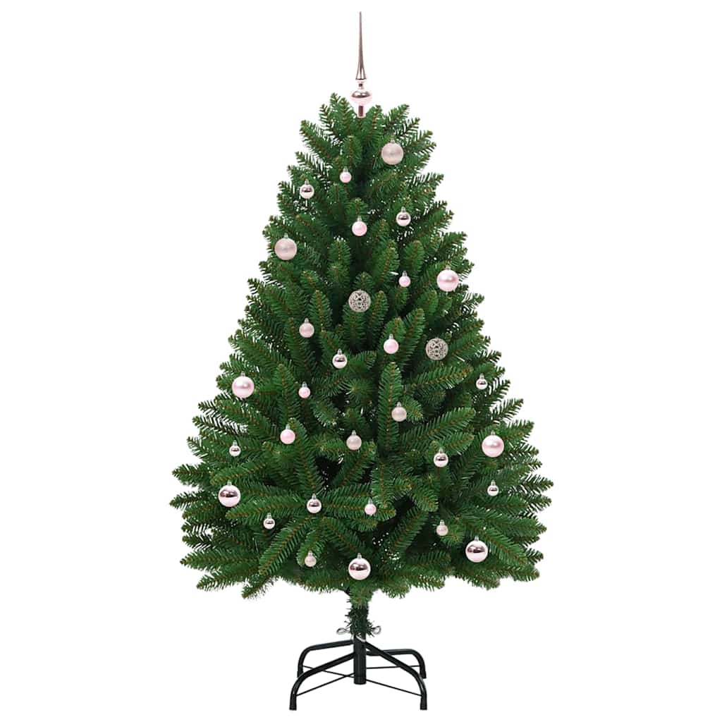Kunstig juletre med LED -stripelys grønn 150 cm PVC og metall