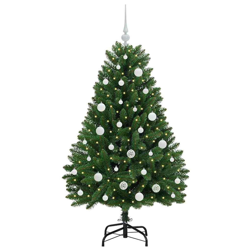Kunstig juletre med LED -stripelys grønn 150 cm PVC og metall