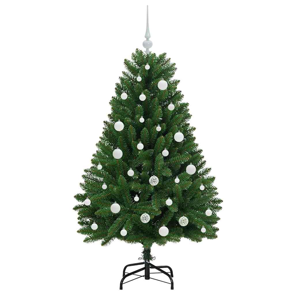 Kunstig juletre med LED -stripelys grønn 150 cm PVC og metall
