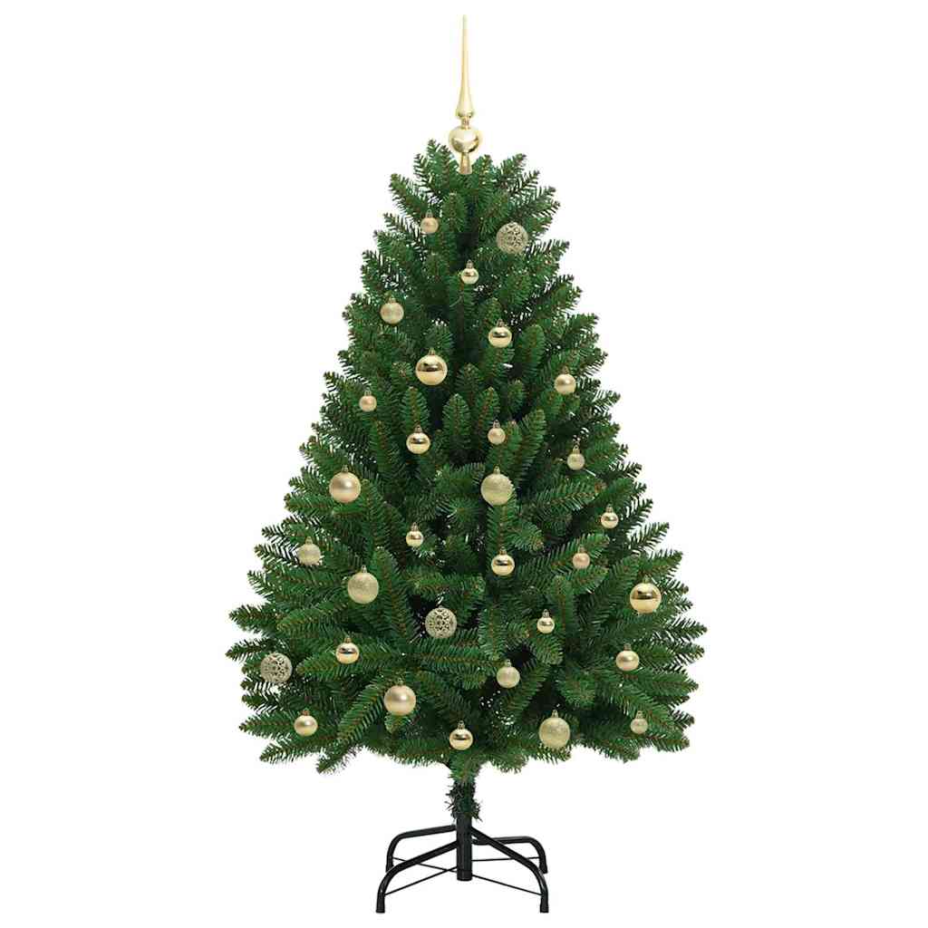 Kunstig juletre med LED -stripelys grønn 150 cm PVC og metall