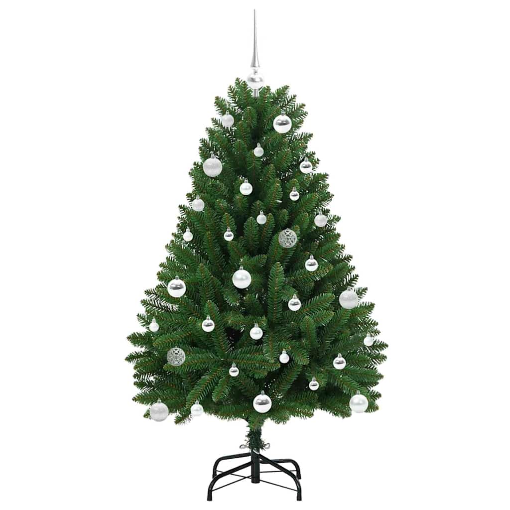 Kunstig juletre med LED -stripelys grønn 150 cm PVC og metall