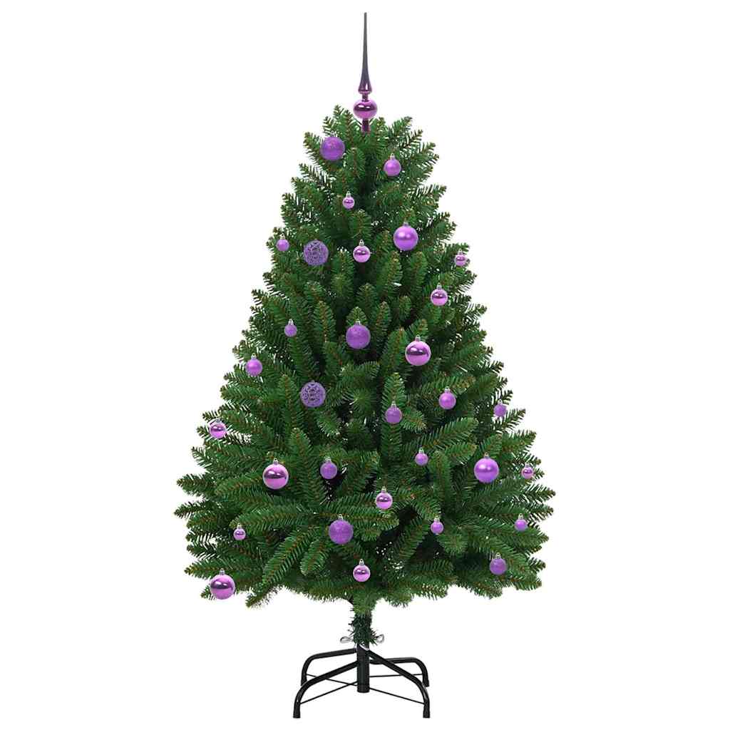 Kunstig juletre med LED -stripelys grønn 150 cm PVC og metall