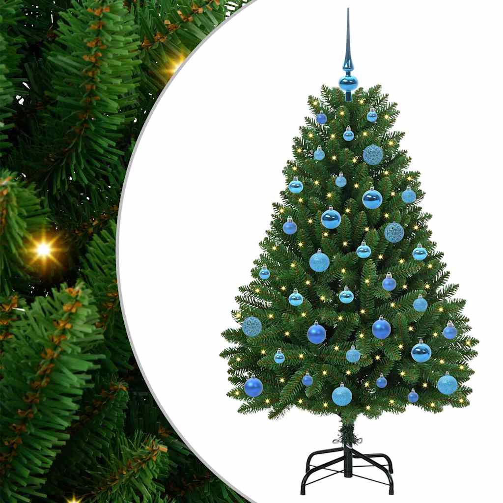 Kunstig juletre med LED -stripelys grønn 150 cm PVC og metall